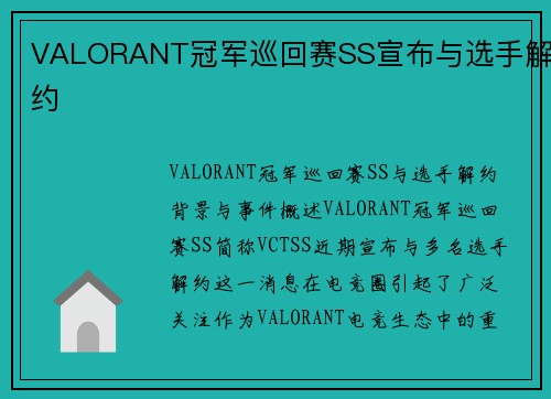VALORANT冠军巡回赛SS宣布与选手解约